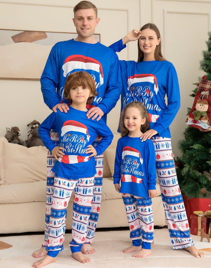 Festive Matching Family Christmas Pajama Set – Letter Print Tops & Plaid Pants