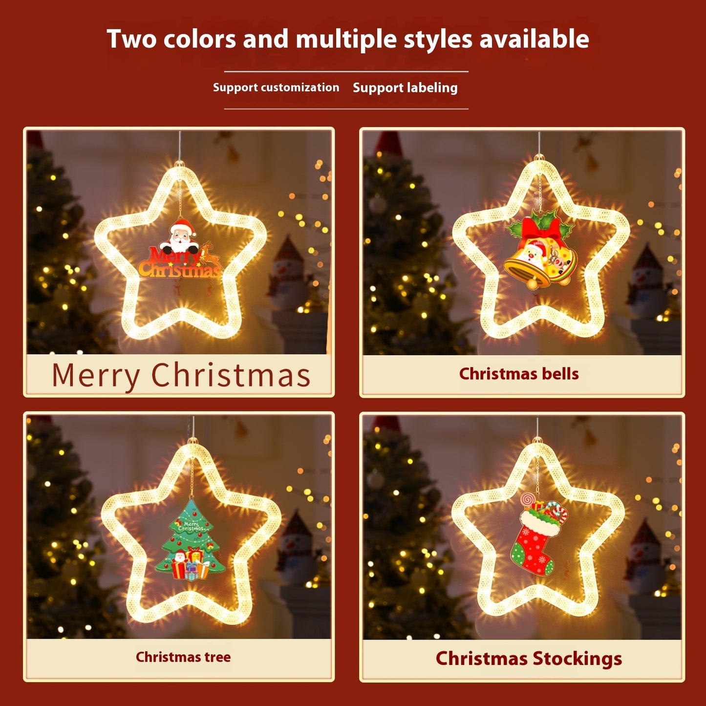 Sparkling LED Christmas Star Lights – Illuminate Your Windows and Doors This Holiday Season