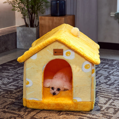 Cozy Cottage Pet House – Warm, Foldable, and Adorable for Dogs & Cats!