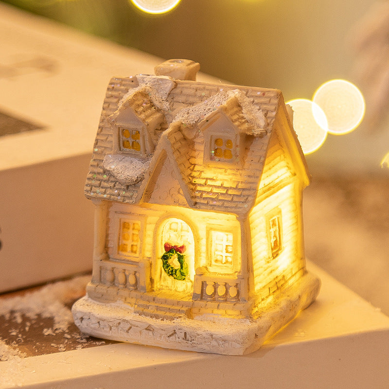 Mini LED Light-Up Christmas Village Houses – Festive Resin Decor for a Cozy Holiday Atmosphere