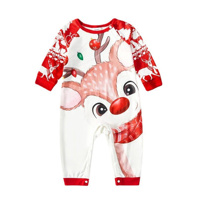 Festive Family Christmas Pajama Set - Matching Reindeer Print Home Wear for Parent and Child