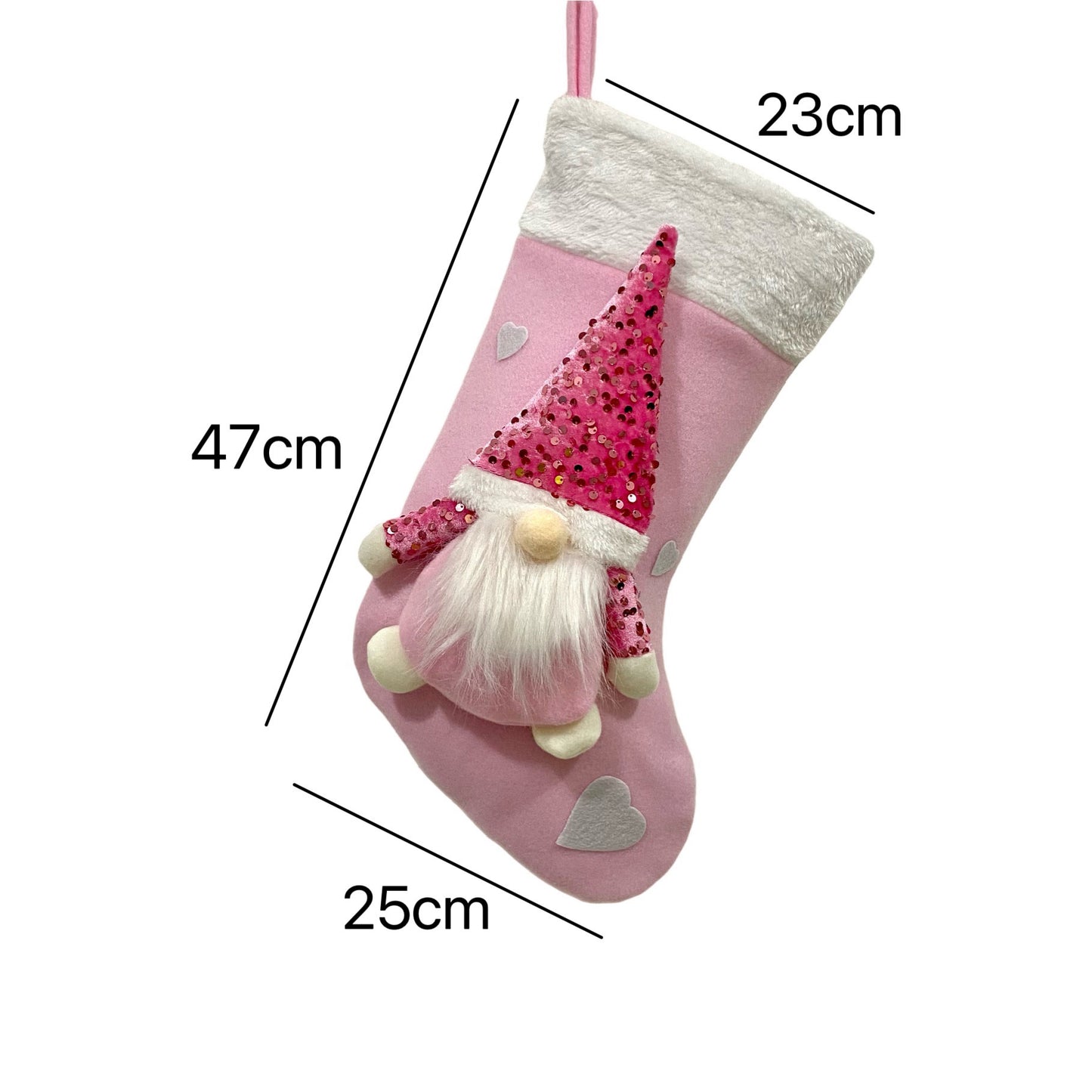 Festive Christmas Gnome Stocking with Sequins – Whimsical Holiday Charm