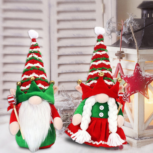 Enchanting Couple Elf Santa Claus Doll Ornaments – Christmas Décor Delight