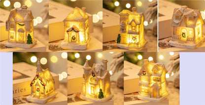 Mini LED Light-Up Christmas Village Houses – Festive Resin Decor for a Cozy Holiday Atmosphere