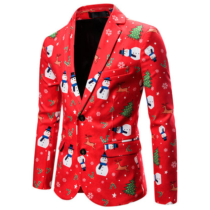 Festive Holiday Suit - Christmas & New Year Snowman Blazer for Men