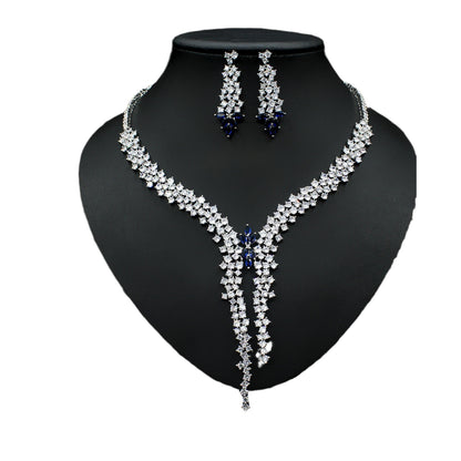 Exquisite Zircon Inlaid Necklace & Earrings Set – Dazzling Jewelry for Special Occasions