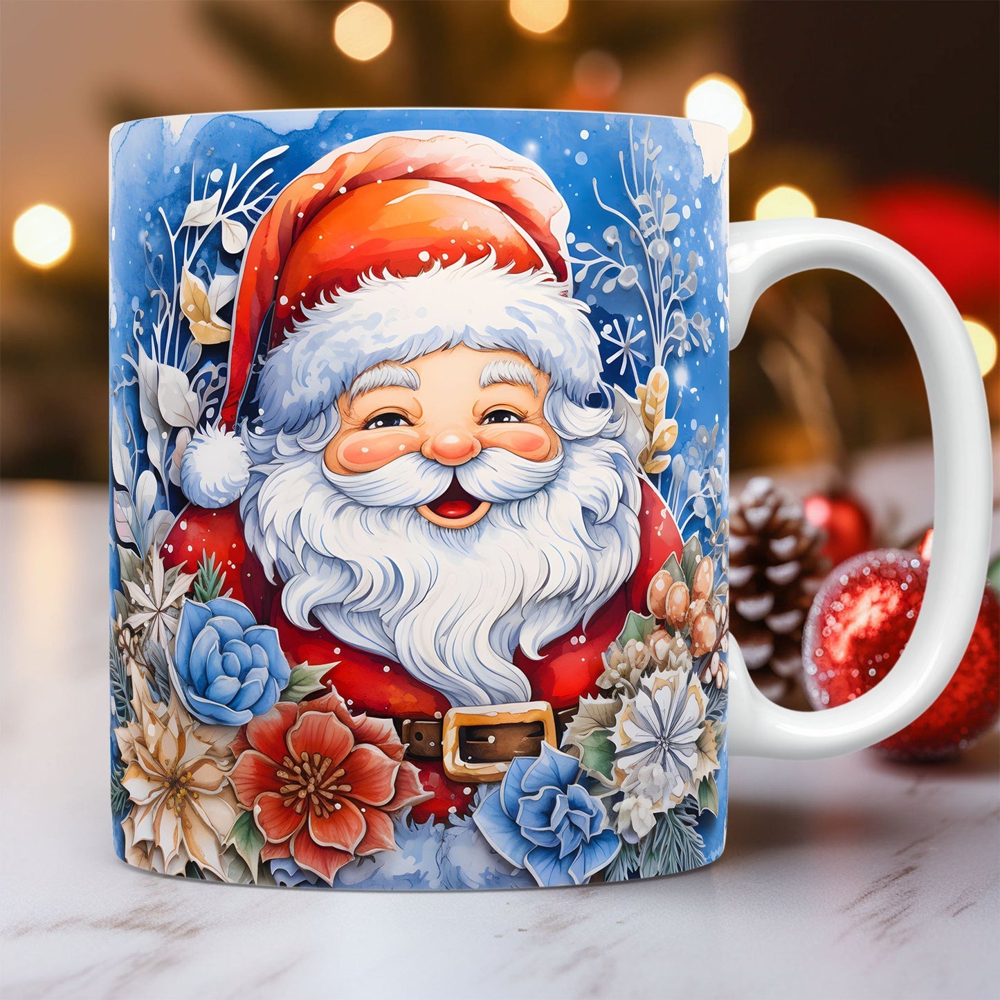 Festive 3D Christmas Ceramic Mug – Adorable Santa Design for Holiday Cheer!