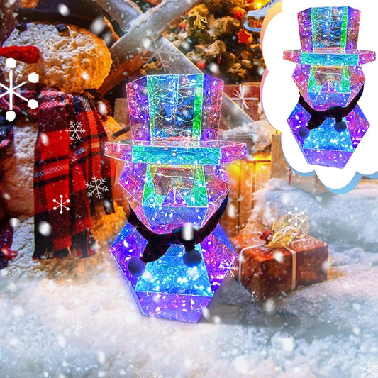 Prismatic LED Christmas Snowman Night Light – Colorful Holiday Tabletop Decor