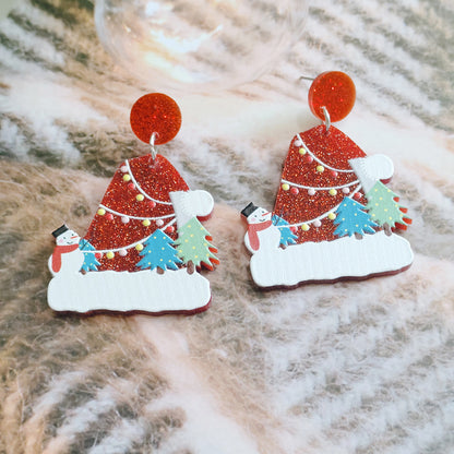 Festive Christmas Tree Earrings with Rhinestones – Perfect for Holiday Glam!