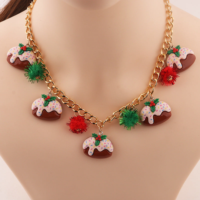 Holiday Charm Necklace – Christmas Stockings, Puddings, and Gingerbread House Pendants