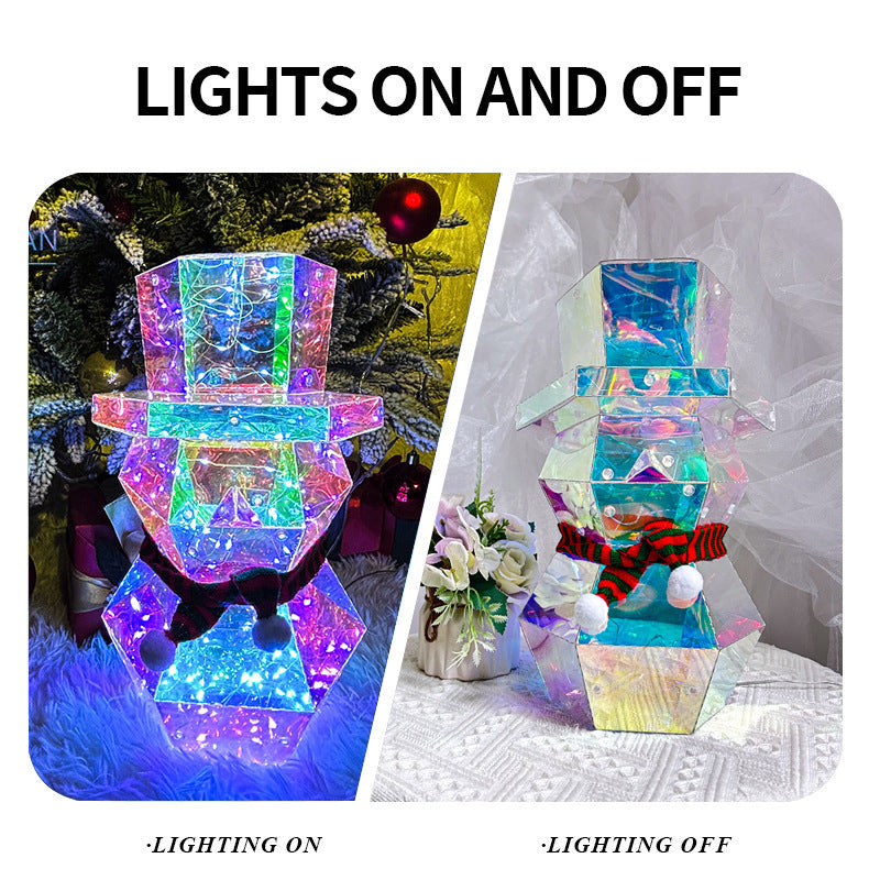 Prismatic LED Christmas Snowman Night Light – Colorful Holiday Tabletop Decor