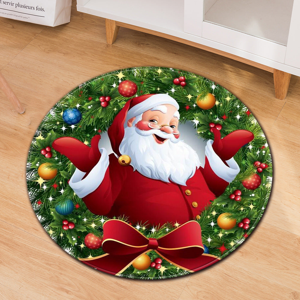 Festive Round Christmas Doormats – Non-Slip Holiday Floor Décor for Your Home