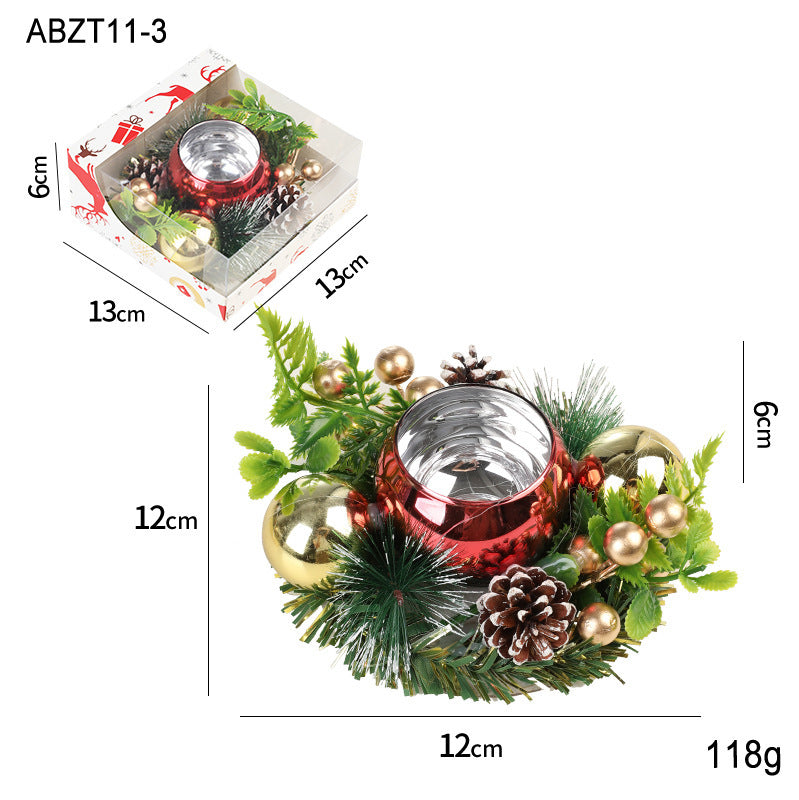 Elegant Christmas Candle Holder Wreath – Festive Pinecone & Faux Greenery Decor