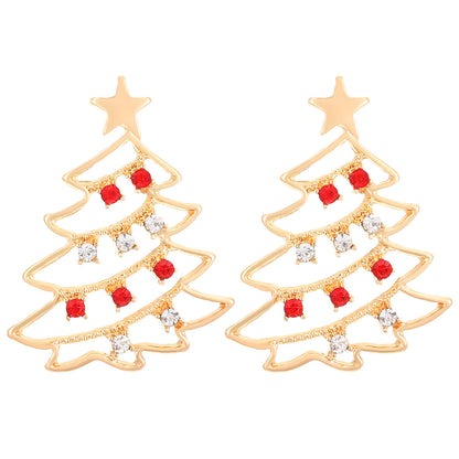 Colorful Zircon Christmas Tree Earrings – Festive Jewelry for Holiday Cheer