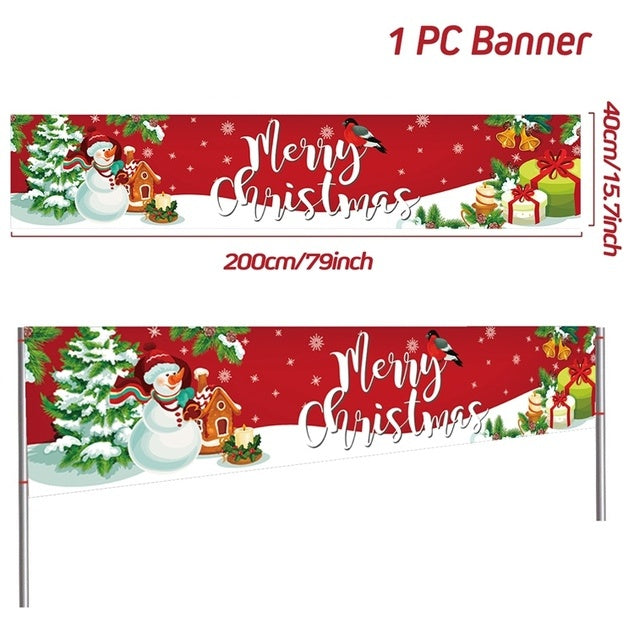 Outdoor Merry Christmas Banner - Festive Holiday Decoration Backdrop for Yard and Fence