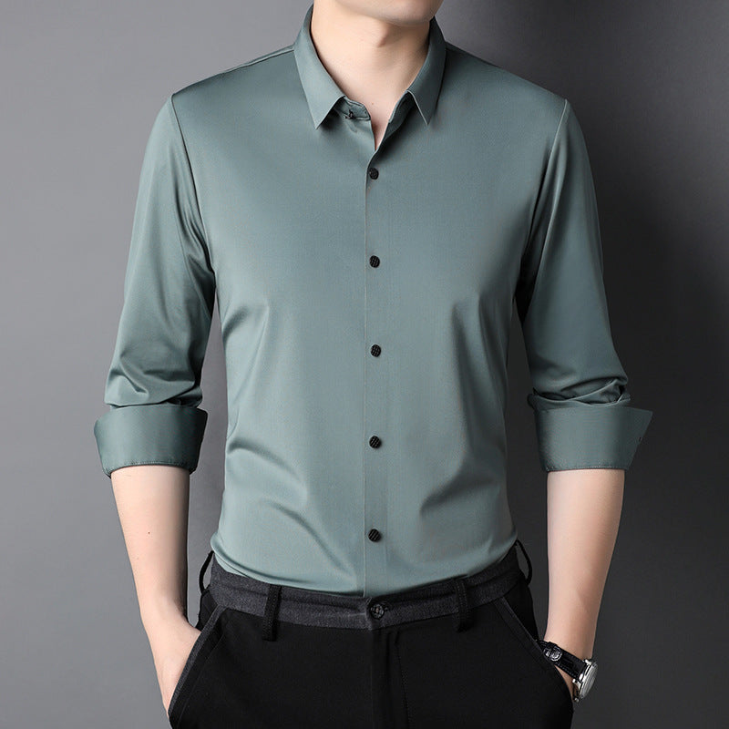 Premium Iron-Free Micro-Elastic Oxford Long Sleeve Shirt for Men