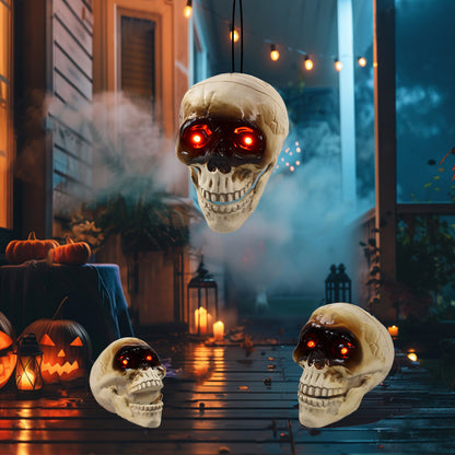 Animated Floating Skeleton Halloween Decoration – Realistic Skull Heads with Spooky Sound for Ultimate Fright!