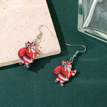 Playful Cartoon Santa Claus Acrylic Earrings – Festive Holiday Charm