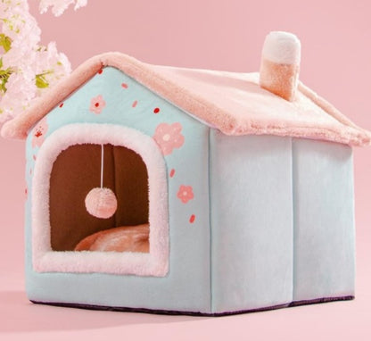 Cozy Cottage Pet House – Warm, Foldable, and Adorable for Dogs & Cats!