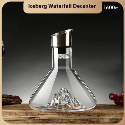 Iceberg Waterfall Crystal Wine Decanter – Lead-Free Quick Decanter for Enhanced Flavor