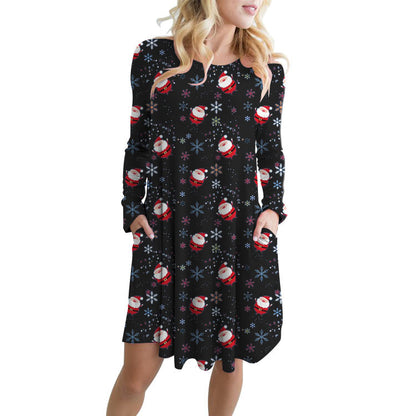 Festive Santa Swing Dress with Pockets – Holiday Fashion Made Fun