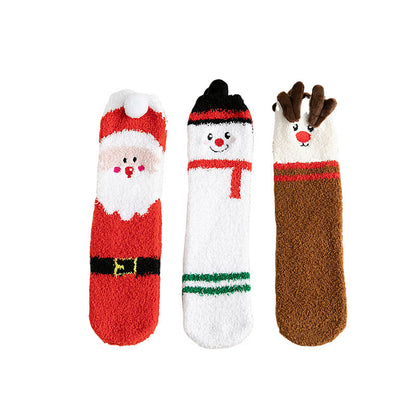 Adorable Christmas Fleece Socks for Kids – Cozy Santa, Snowman & Reindeer Designs!