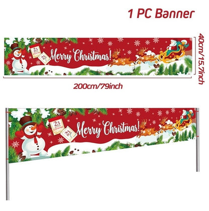 Outdoor Merry Christmas Banner - Festive Holiday Decoration Backdrop for Yard and Fence