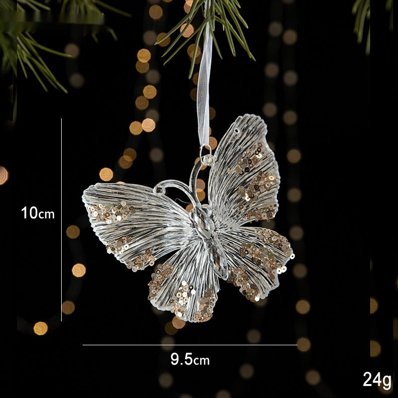 Sparkling Sequin Acrylic Christmas Ornaments – Set of Elegant Transparent Pendants