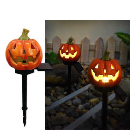 Solar-Powered Halloween Pumpkin Lantern – Handcrafted Resin Decor for a Festive Garden Glow!