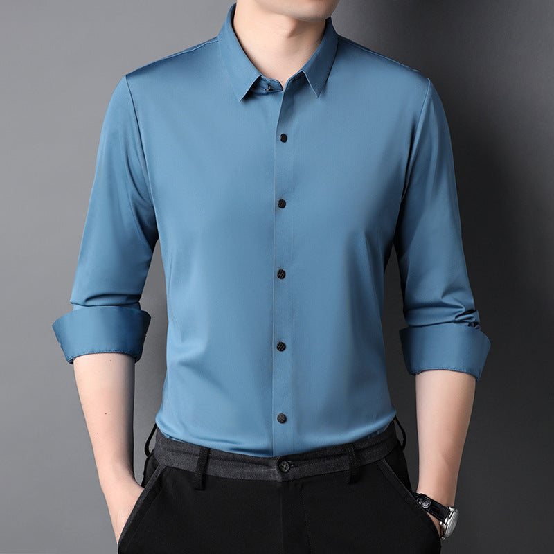 Premium Iron-Free Micro-Elastic Oxford Long Sleeve Shirt for Men