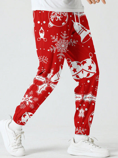 Men’s Christmas Printed Sweatpants – Festive Holiday Joggers with Snowman, Santa, and Reindeer Designs