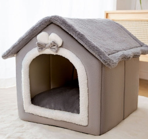 Cozy Cottage Pet House – Warm, Foldable, and Adorable for Dogs & Cats!