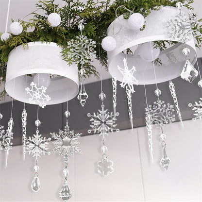 Acrylic Snowflake & Icicle Christmas Tree Ornaments – Set of 10 Elegant Hanging Pendants