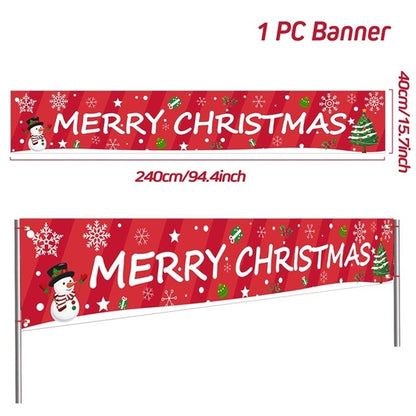 Outdoor Merry Christmas Banner - Festive Holiday Decoration Backdrop for Yard and Fence