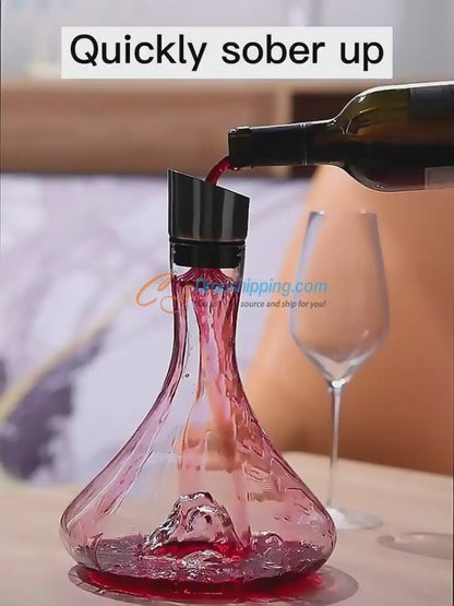 Iceberg Waterfall Crystal Wine Decanter – Lead-Free Quick Decanter for Enhanced Flavor