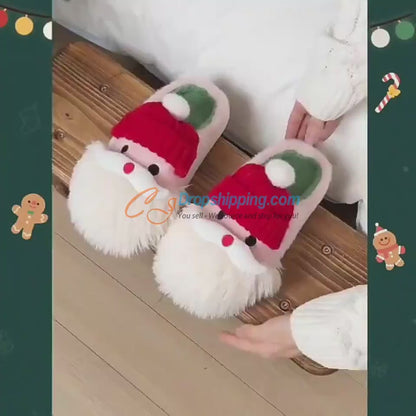 Cute Santa Claus Plush Slippers – Warm & Festive Indoor Slippers for Winter