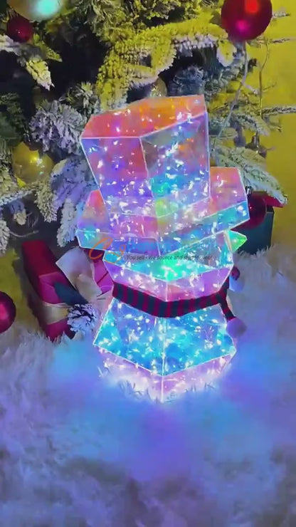 Prismatic LED Christmas Snowman Night Light – Colorful Holiday Tabletop Decor